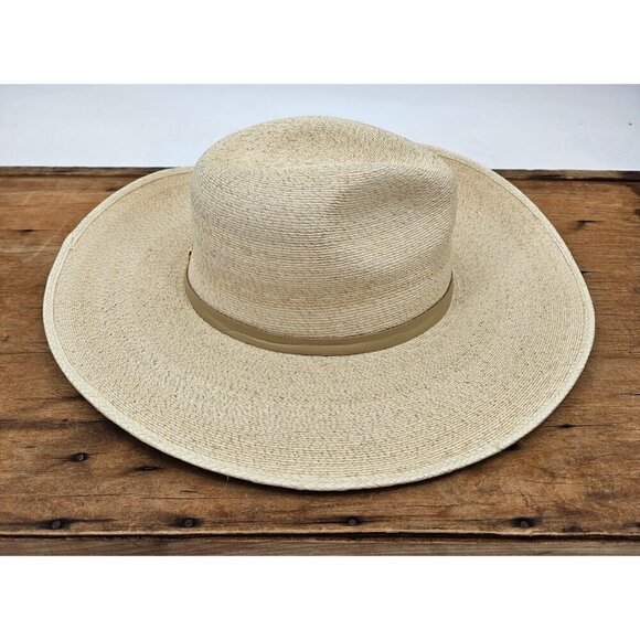 New Gigi Pip Blake Wide Brim Fedora Hat Size 59 Natural Palm Straw